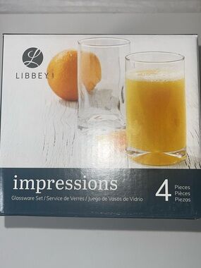 Libbey Impressions Clear Glass Tumbler Set - White/Clear